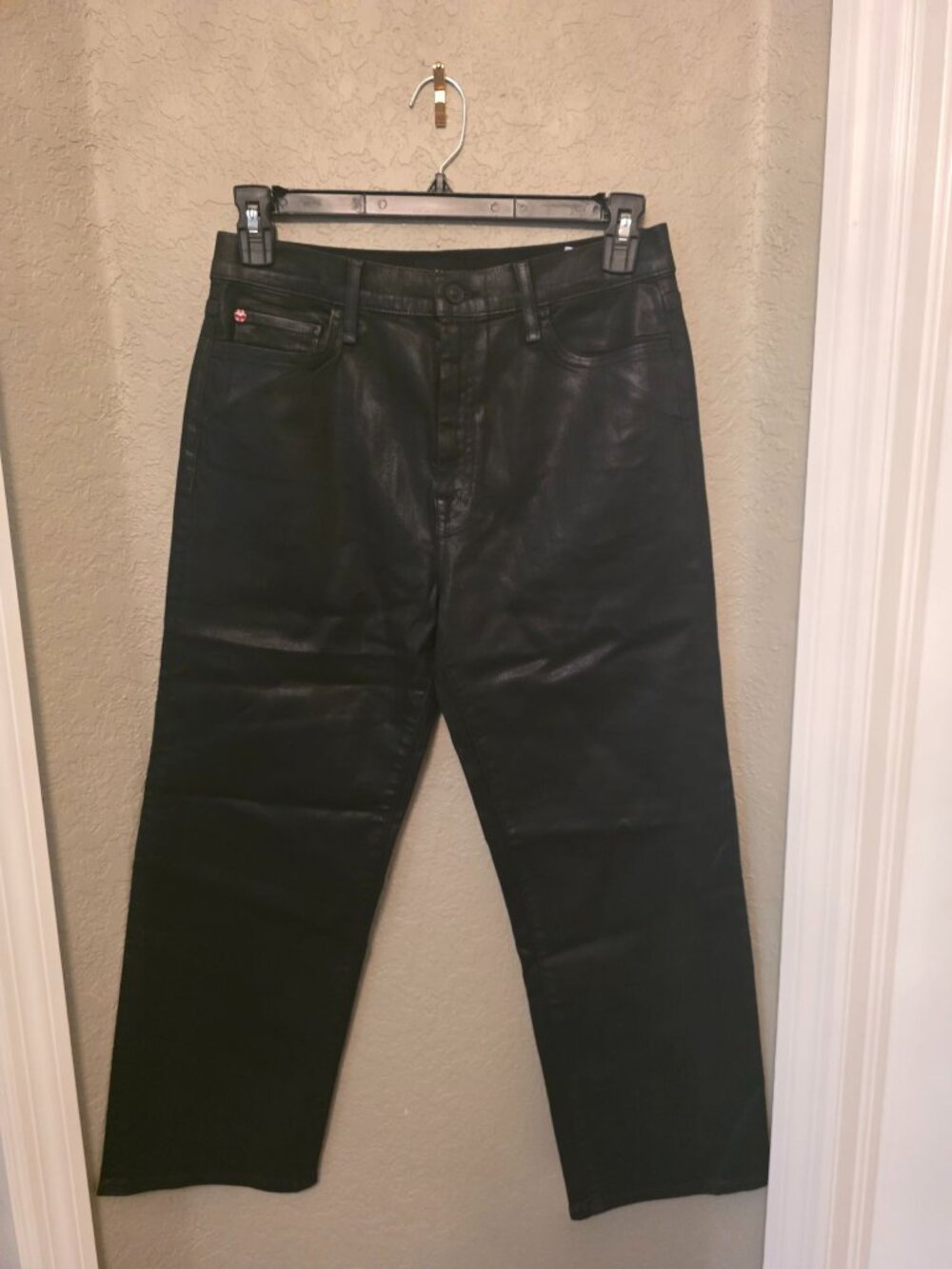Hudson Jeans Noa Black Coated High Rise Straight Crop jeans 30 NEW